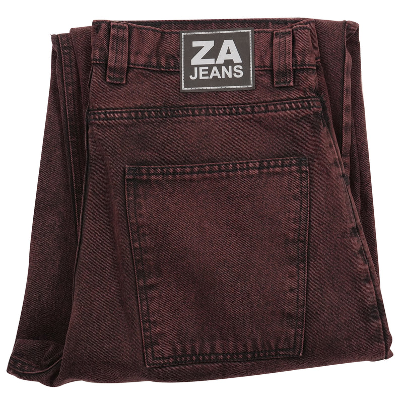 Za-Jeans in Burgunderrot überfärbt